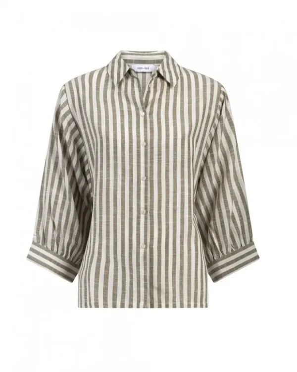 Knit-ted Becca Blouse Khaki Sale