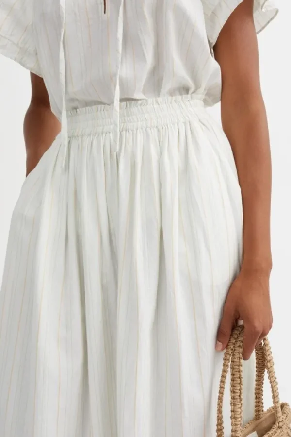 Skall Studio Dagny Skirt White+Yellow+Dobby+Stripe Clearance