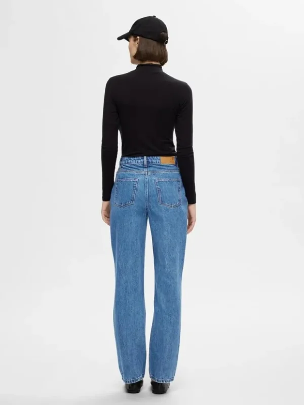 Selected Femme Katja Straight Jeans Medium+Blue Sale