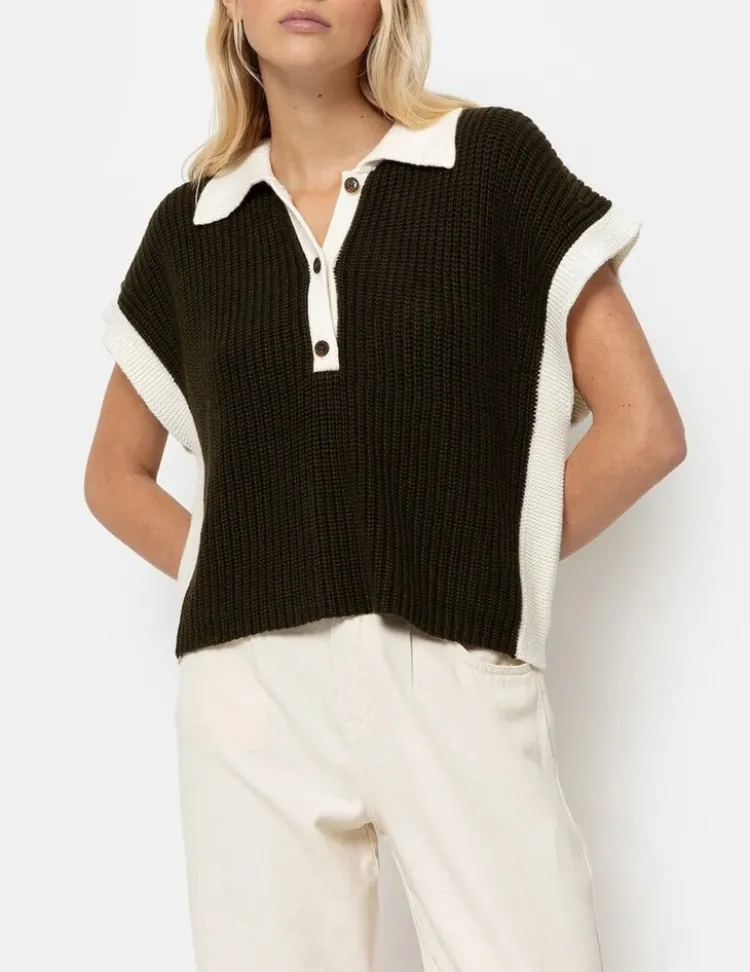 louchka_polo_sweater_0.webp Ame Antwerp Louchka Polo Sweater Navy+White Best