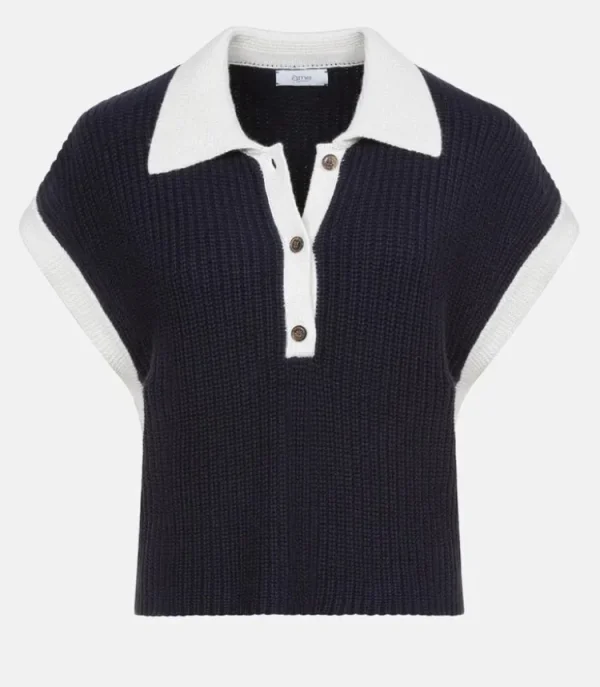 Ame Antwerp Louchka Polo Sweater Navy+White Best