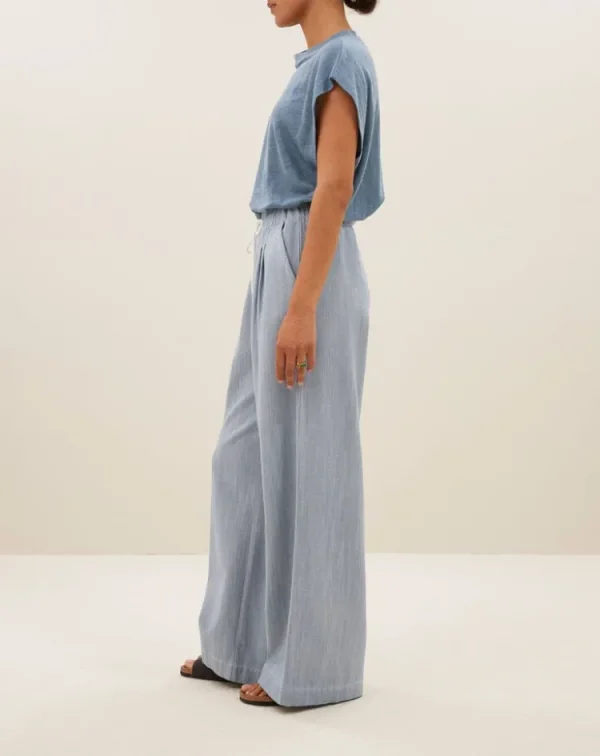 By Bar Mason Linen Top Blue+Stone Clearance