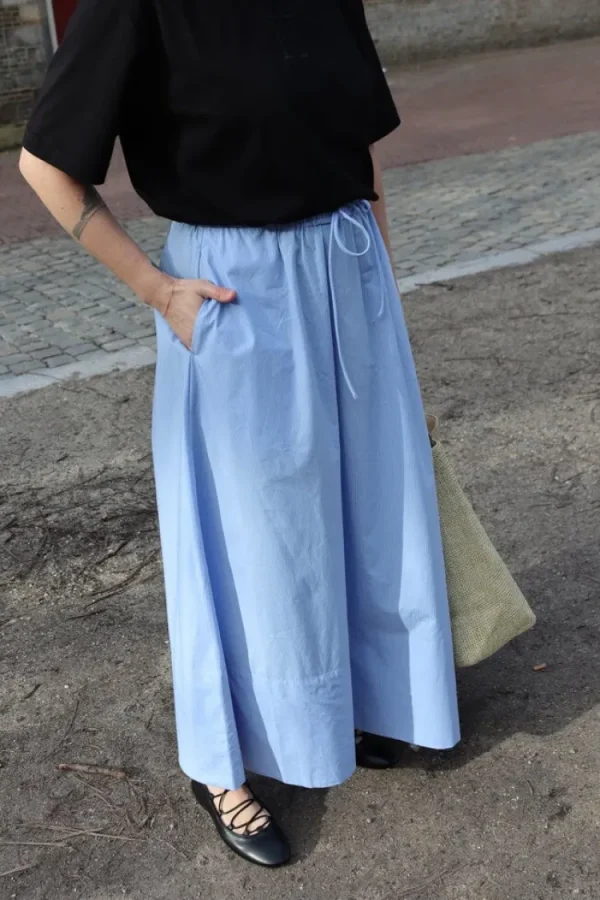 By Malene Birger Pheobes Skirt Blue+Iris+Stripe+Small Outlet