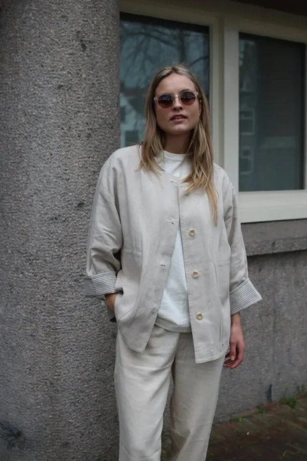 7115 Reversible Linen Spring Jacket Light+Stripes New